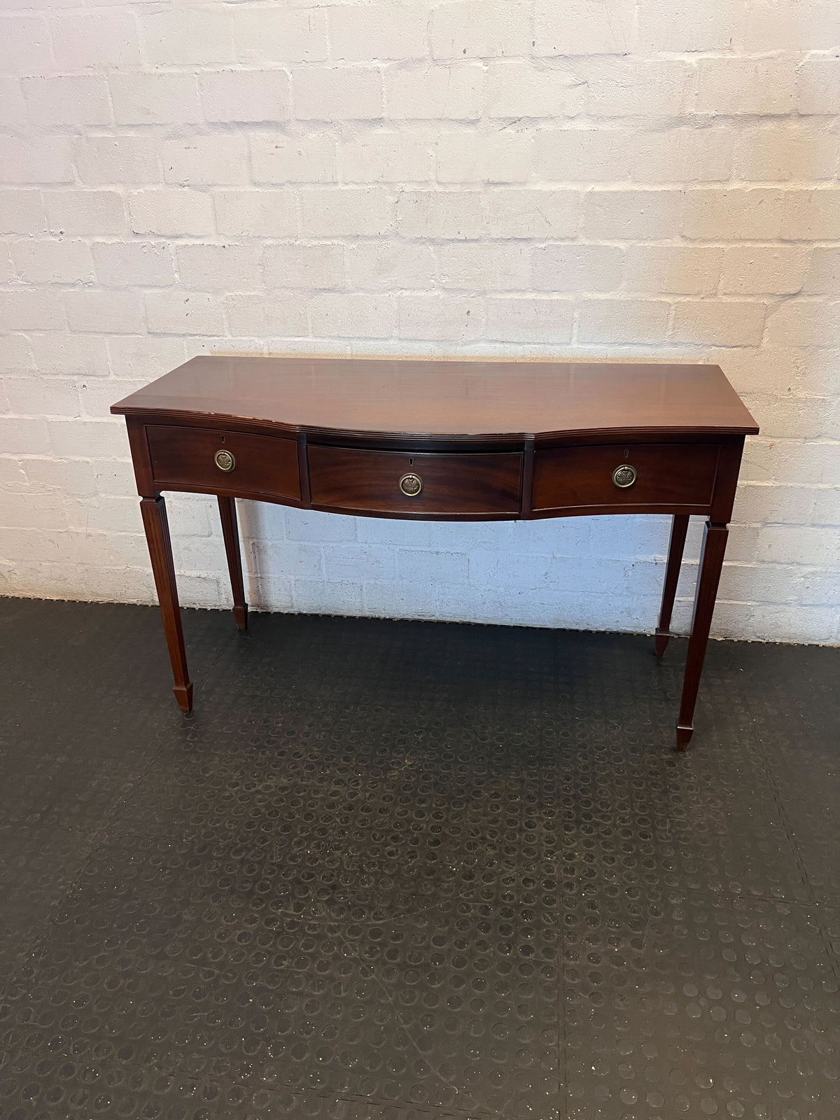 Elegant Bow-Front Mahogany Console Table with Drawers - 2ndhandwarehouse.com
