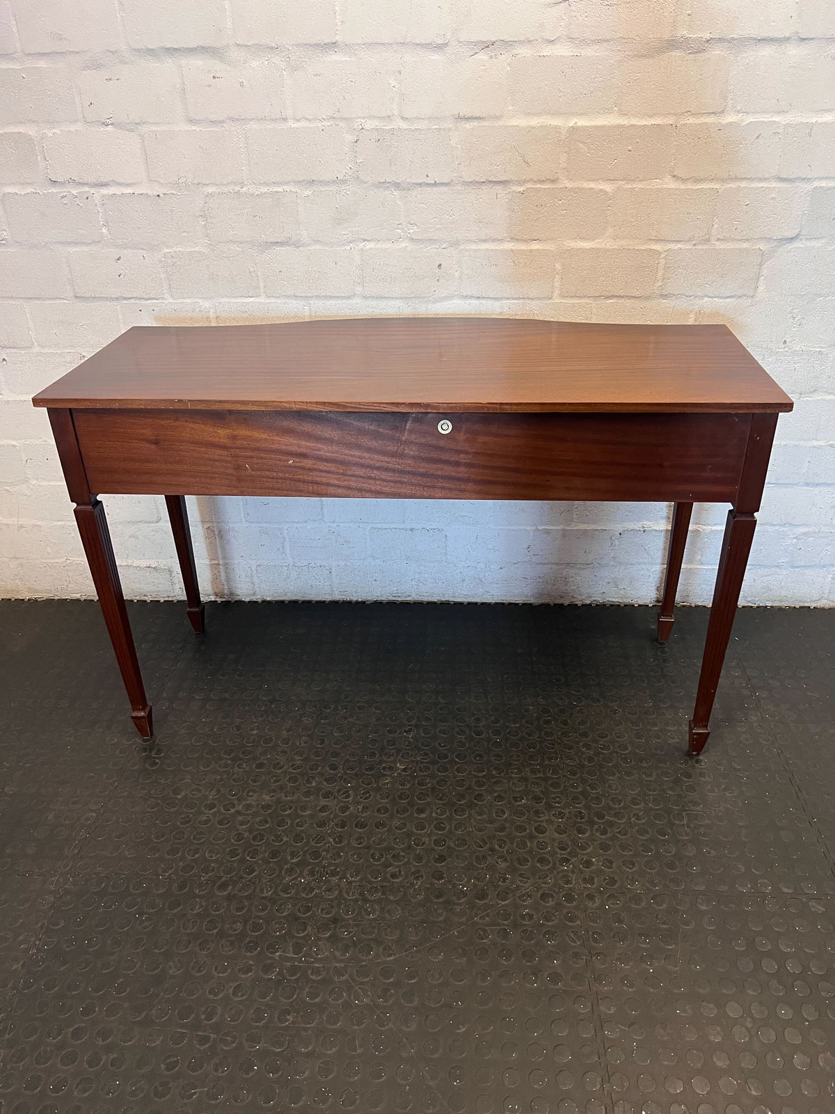 Elegant Bow-Front Mahogany Console Table with Drawers - 2ndhandwarehouse.com