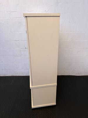 Elegant Cream Cabinet with Glass Panels and Drawers - REDUCED
