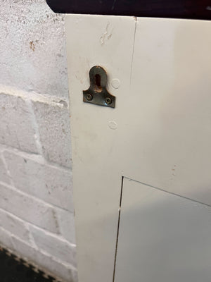 Elegant Cream Panel Radiator Cover with Dark Wood Top