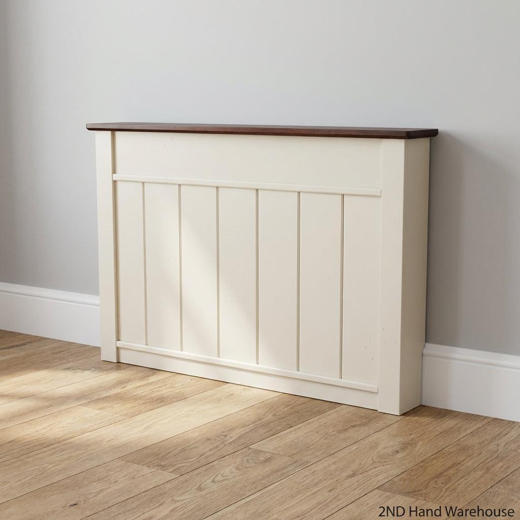 Elegant Cream Panel Radiator Cover with Dark Wood Top