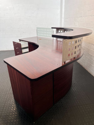 Elegant Curved L-Shaped Reception Desk with Risers & Storage