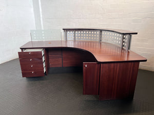 Elegant Curved L-Shaped Reception Desk with Risers & Storage