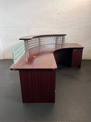 Elegant Curved L-Shaped Reception Desk with Risers & Storage