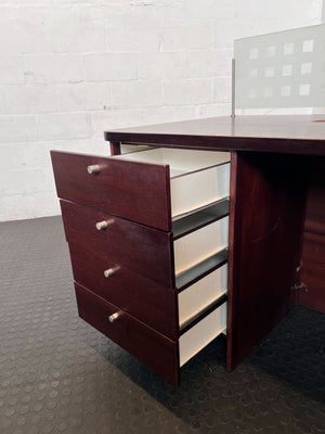 Elegant Curved L-Shaped Reception Desk with Risers & Storage