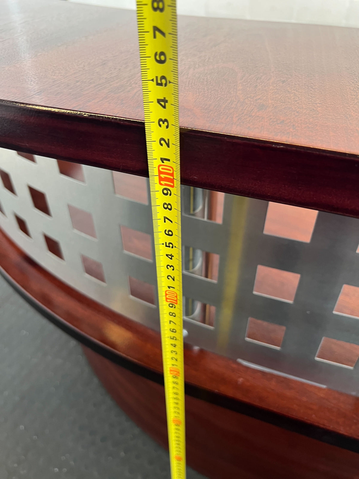 Elegant Curved L-Shaped Reception Desk with Risers & Storage