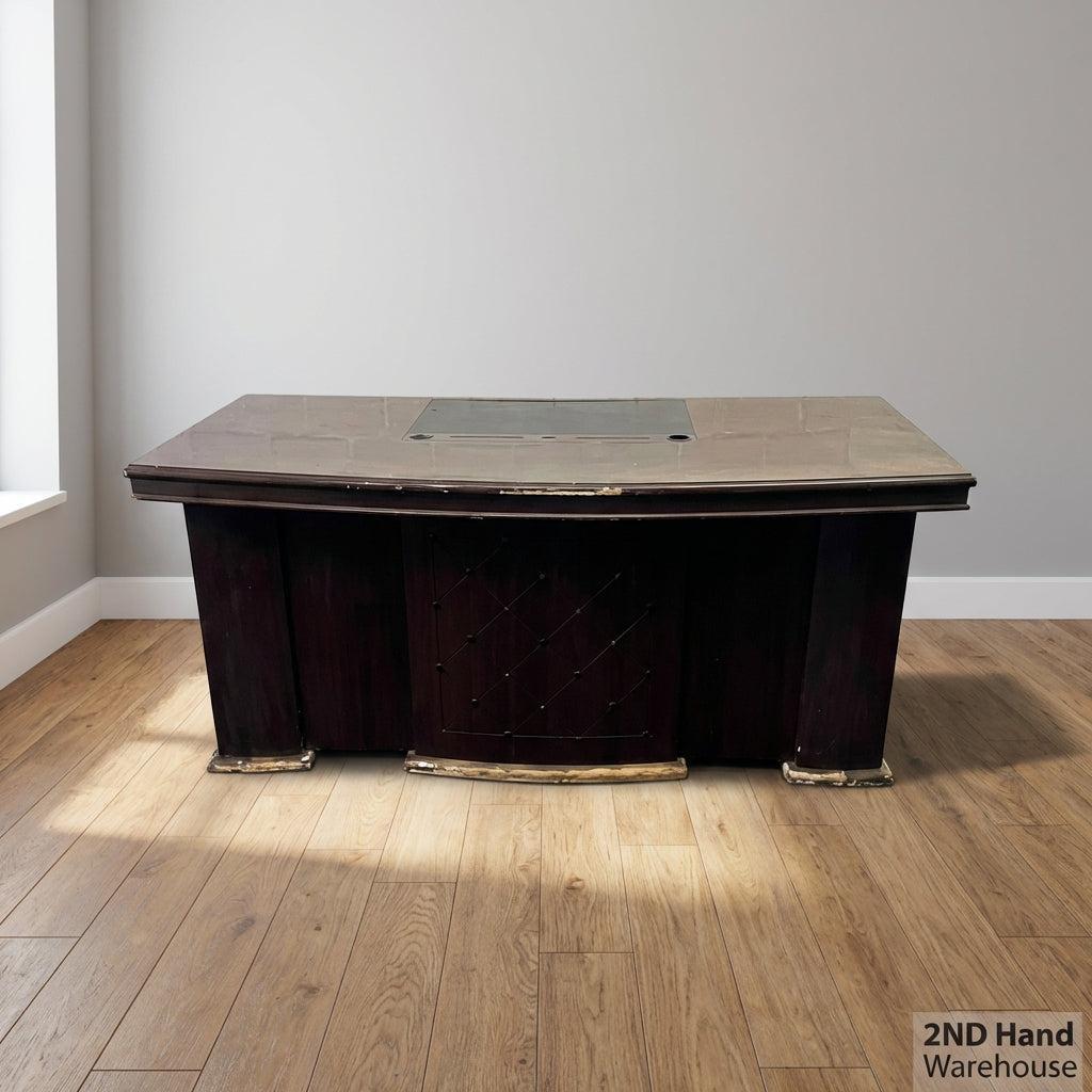 Elegant Executive Dark Wood Office Desk - Need assembling - 2ndhandwarehouse.com