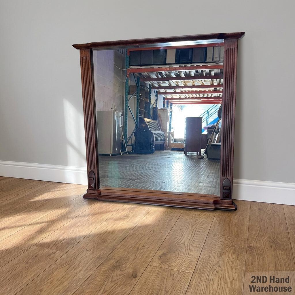 Elegant Fluted Wood Frame Wall Mirror 110 x 110cm