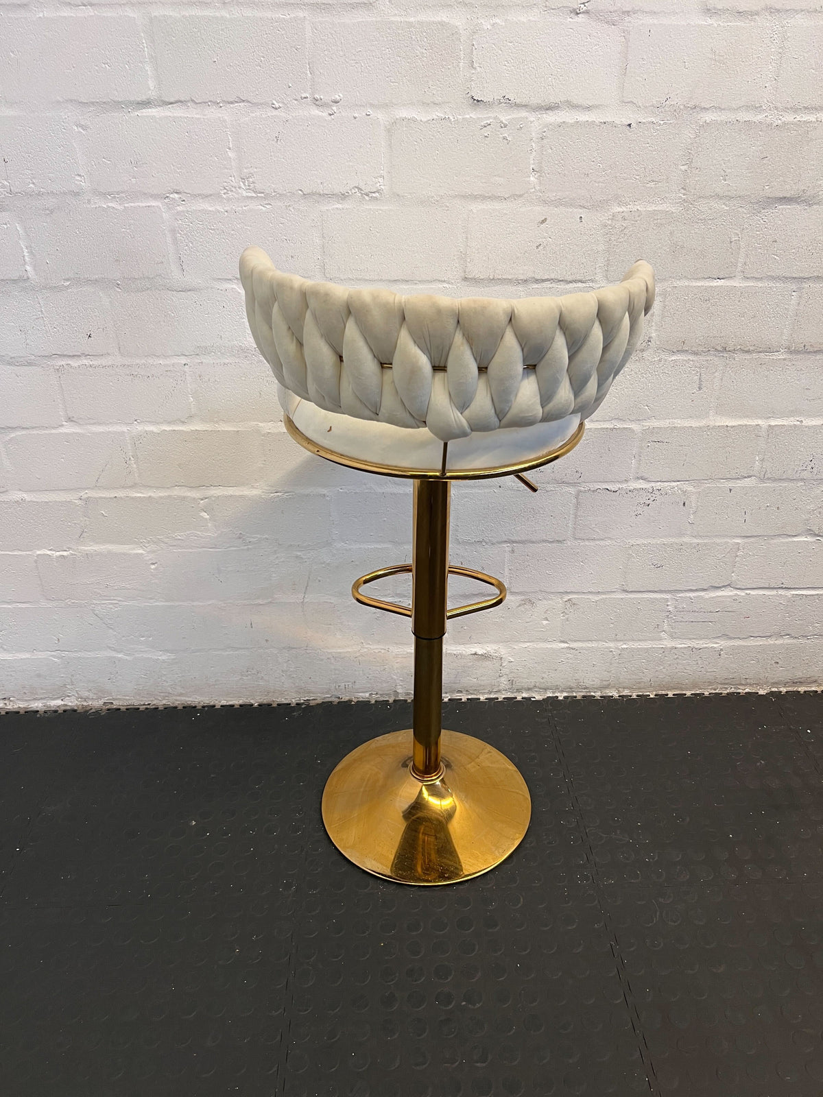 Elegant Gold and Cream Velvet Bar Stool with Backrest - 2ndhandwarehouse.com
