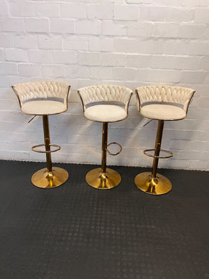Elegant Gold and Cream Velvet Bar Stool with Backrest - 2ndhandwarehouse.com