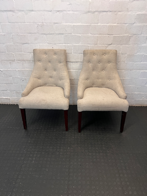 Elegant Grey Button-Back Accent Chair - Minor Scuffing on Legs - 2ndhandwarehouse.com