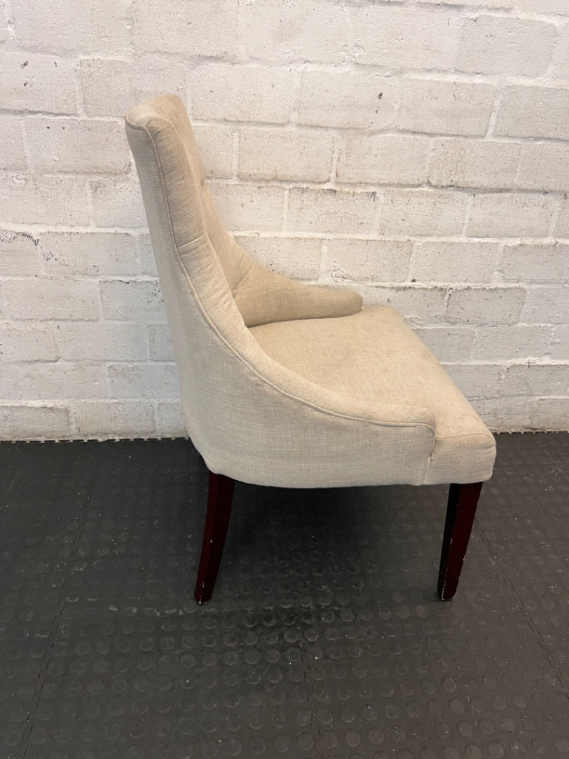 Elegant Grey Button-Back Accent Chair - Minor Scuffing on Legs - 2ndhandwarehouse.com