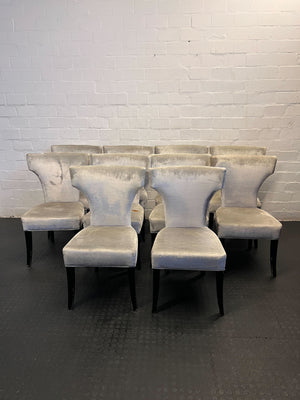 Elegant Grey Upholstered Dining Chair with Black Legs — Minor Wear - PRICE DROP - 2ndhandwarehouse.com