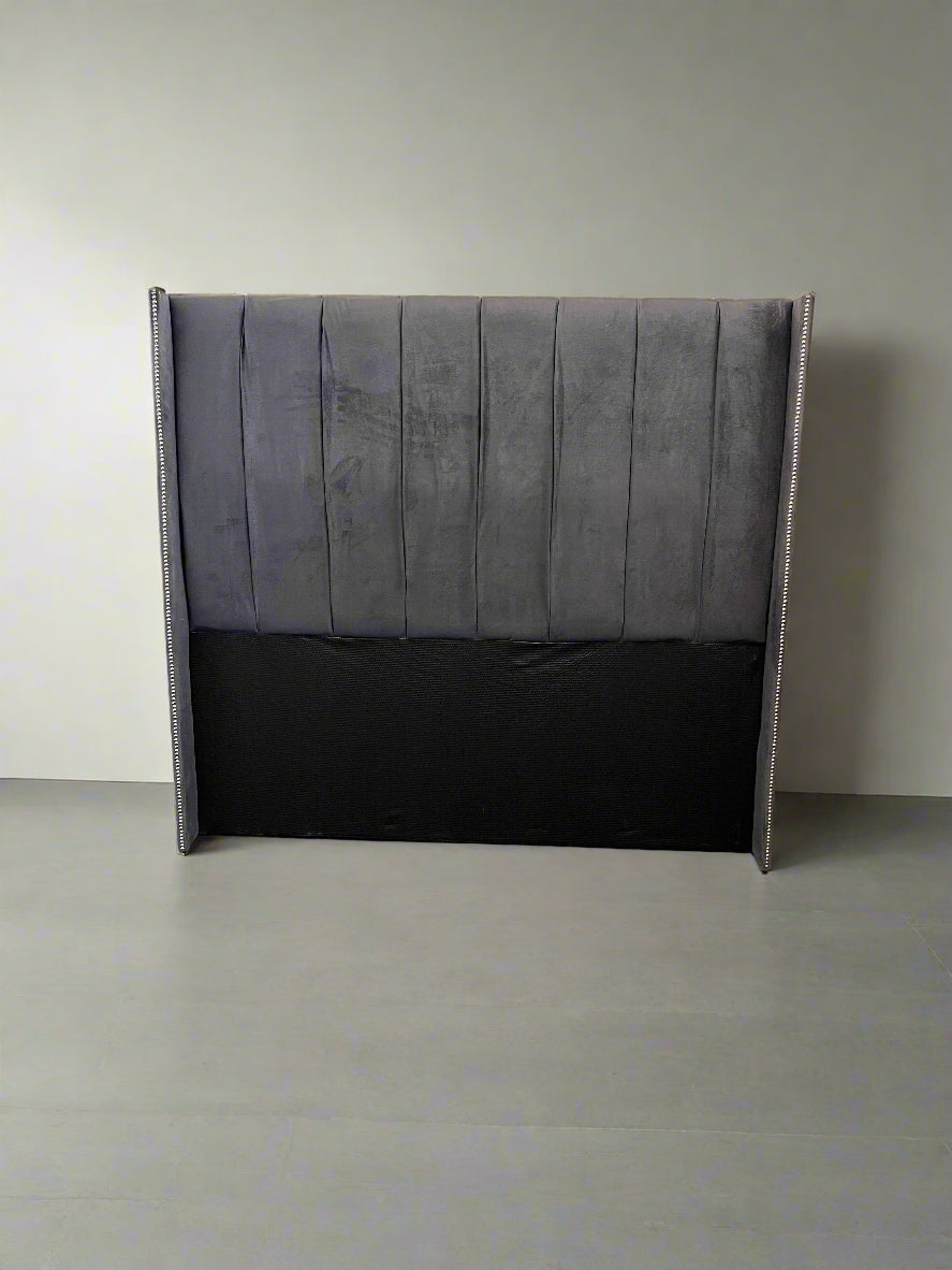 Elegant Grey Velvet Headboard with Modern Design