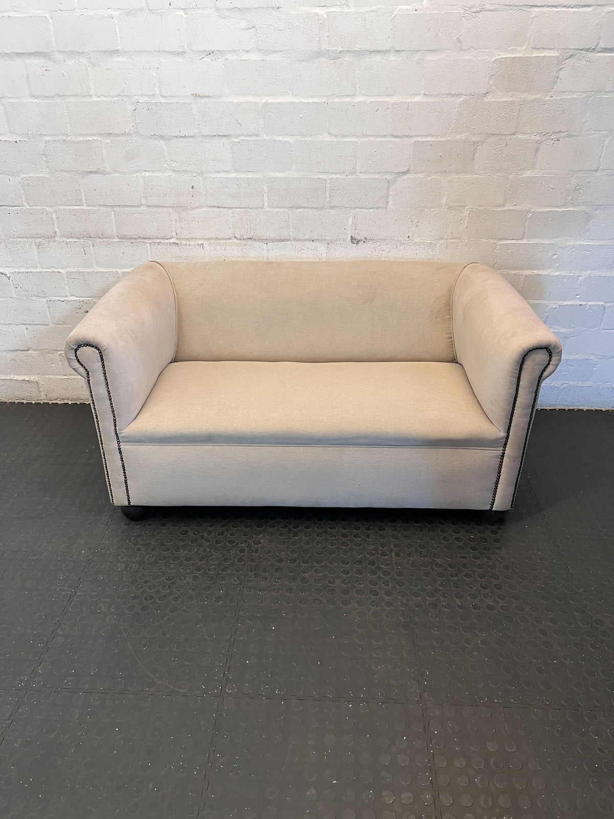 Elegant Petite Beige Loveseat with Rolled Arms ✨