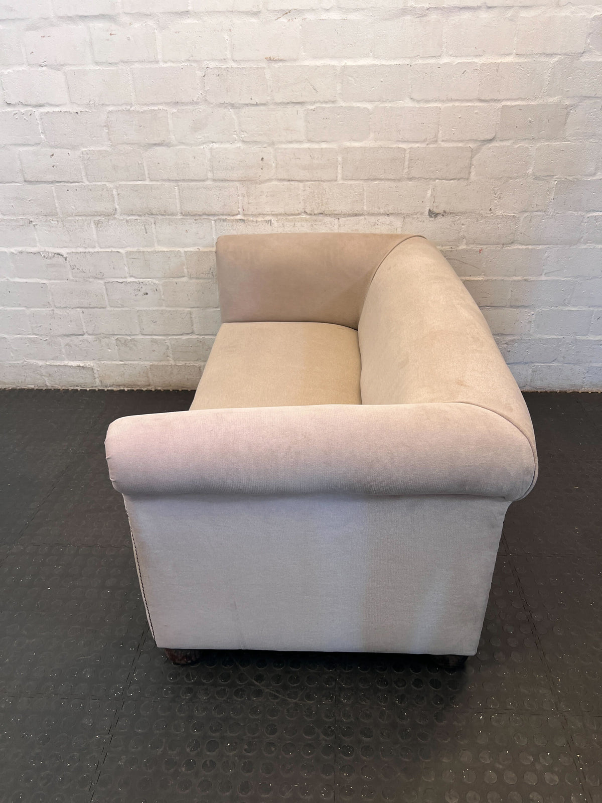 Elegant Petite Beige Loveseat with Rolled Arms ✨