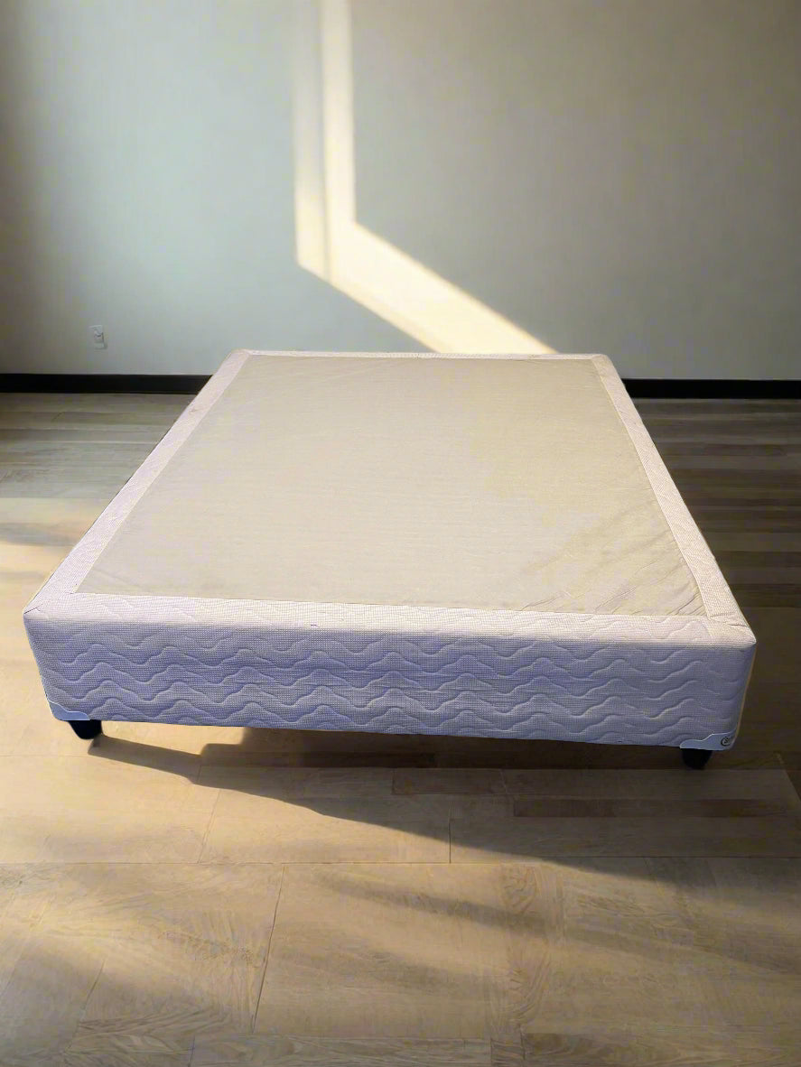 Elegant Queen-Size Upholstered Bed Frame in Soft Beige