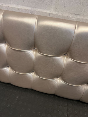 Elegant Silver Faux Leather Single Headboard with Button Tufts