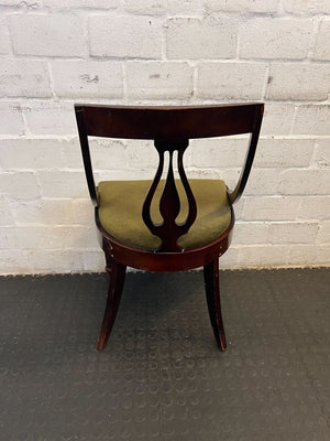 Elegant Vintage Mahogany Chair with Green Upholstery - Minor Wear - 2ndhandwarehouse.com