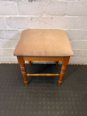 Elegant Vintage Wooden Stool with Padded Velvet Seat