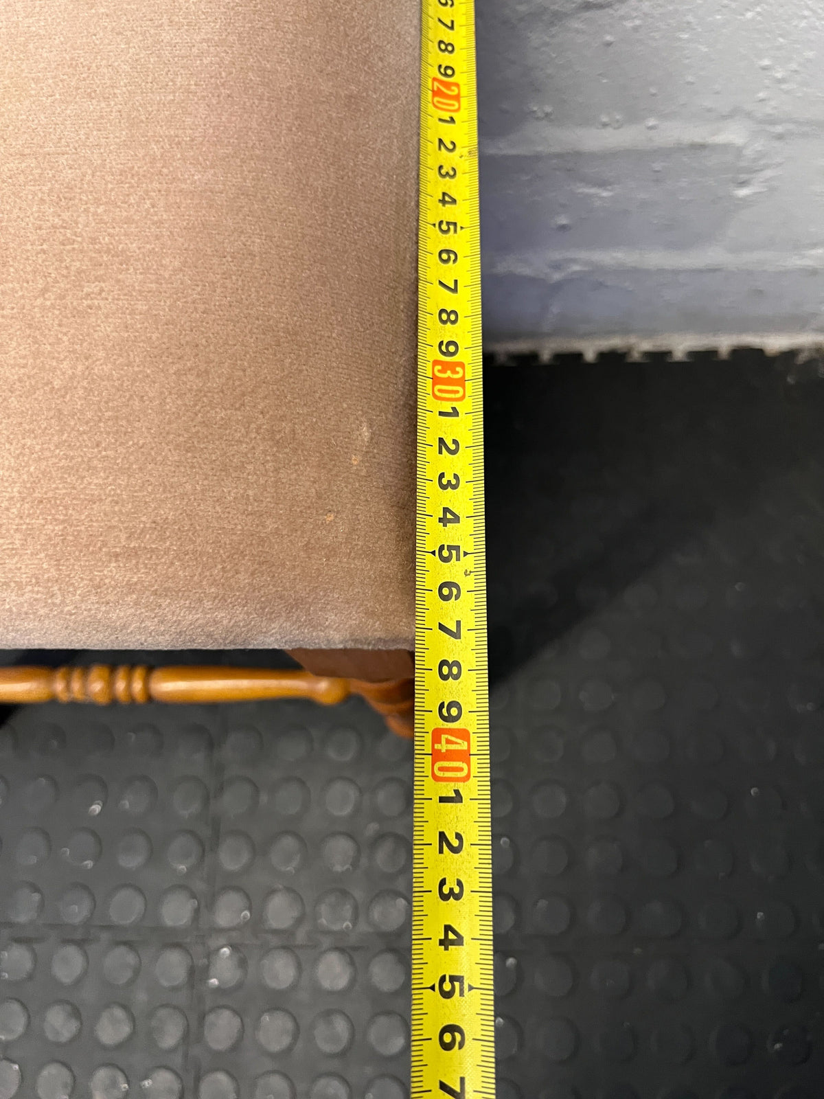 Elegant Vintage Wooden Stool with Padded Velvet Seat