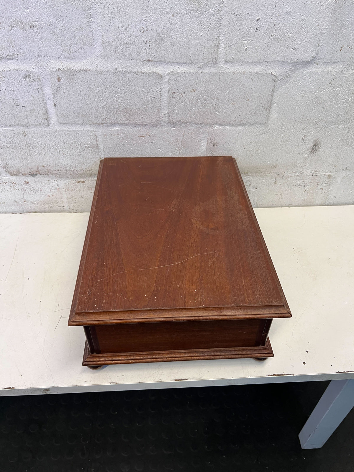 Elegant Vintage Wooden Storage Box with Brass Accents - Minor Scratches