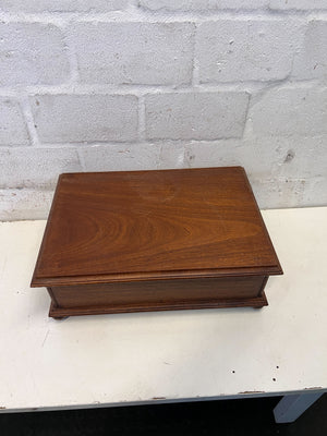 Elegant Vintage Wooden Storage Box with Brass Accents - Minor Scratches