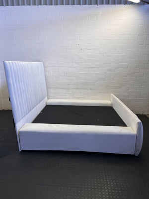 Elegant White Channel Tufted Bed Frame