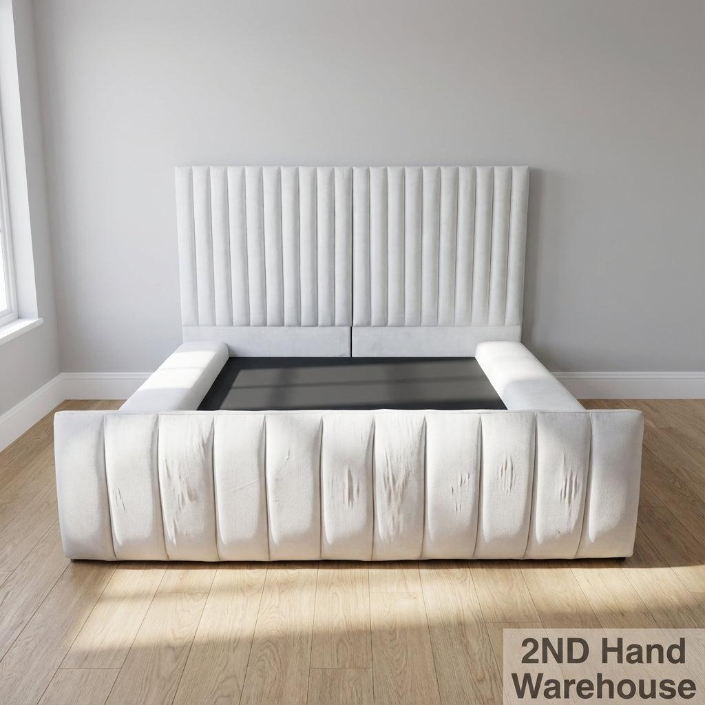 Elegant White Channel Tufted Bed Frame