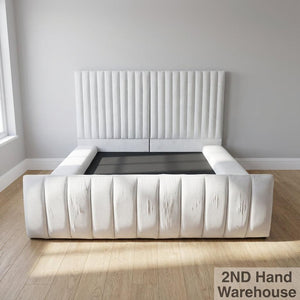 Elegant White Channel Tufted Bed Frame