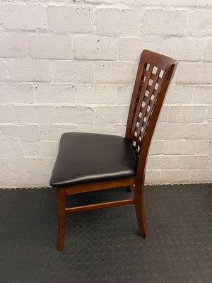 Elegant Wood Lattice Back Dining Chair with Faux Leather Seat - 2ndhandwarehouse.com