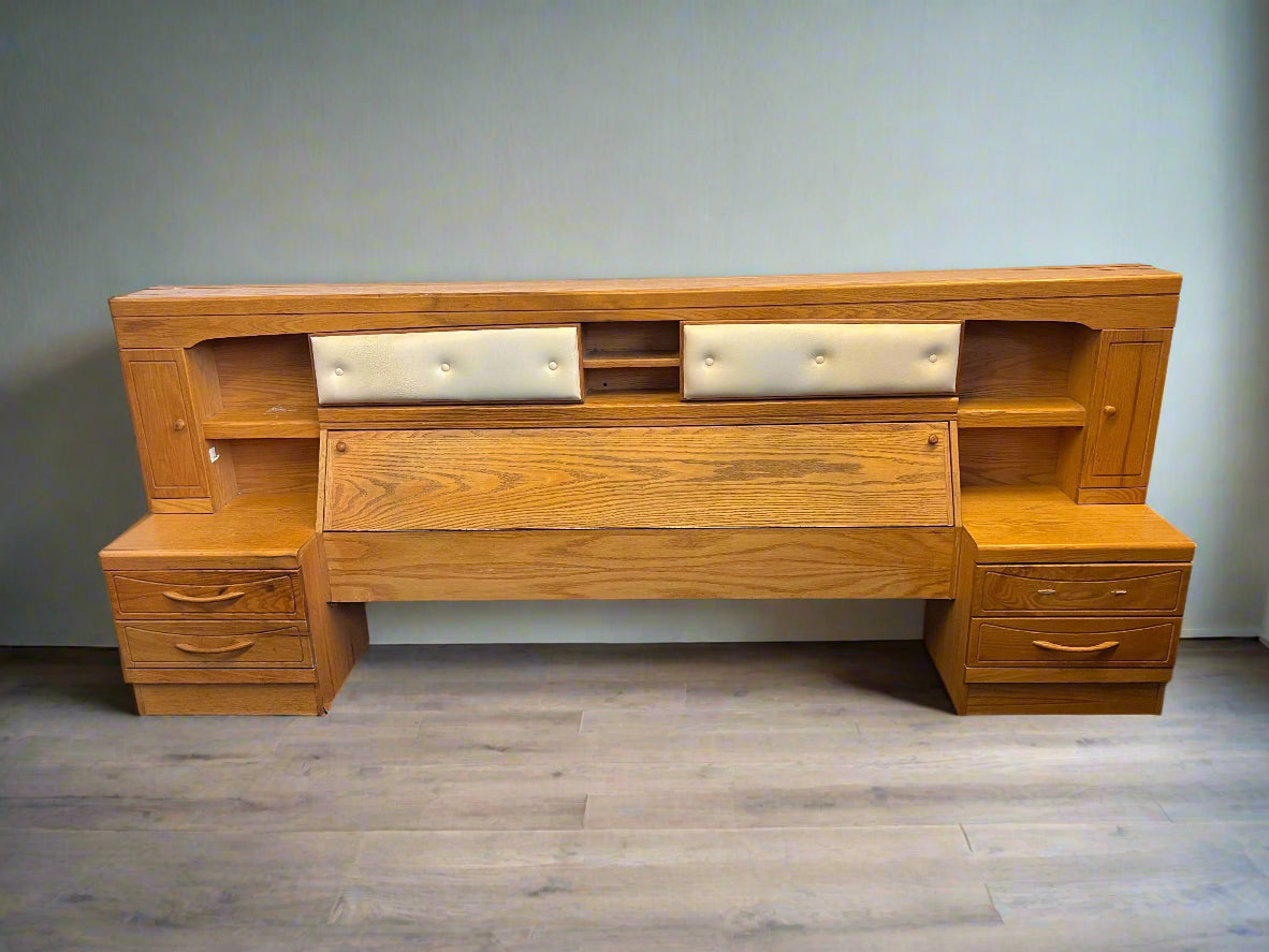 Elegant Wooden Queen Headboard with Built-In Storage
