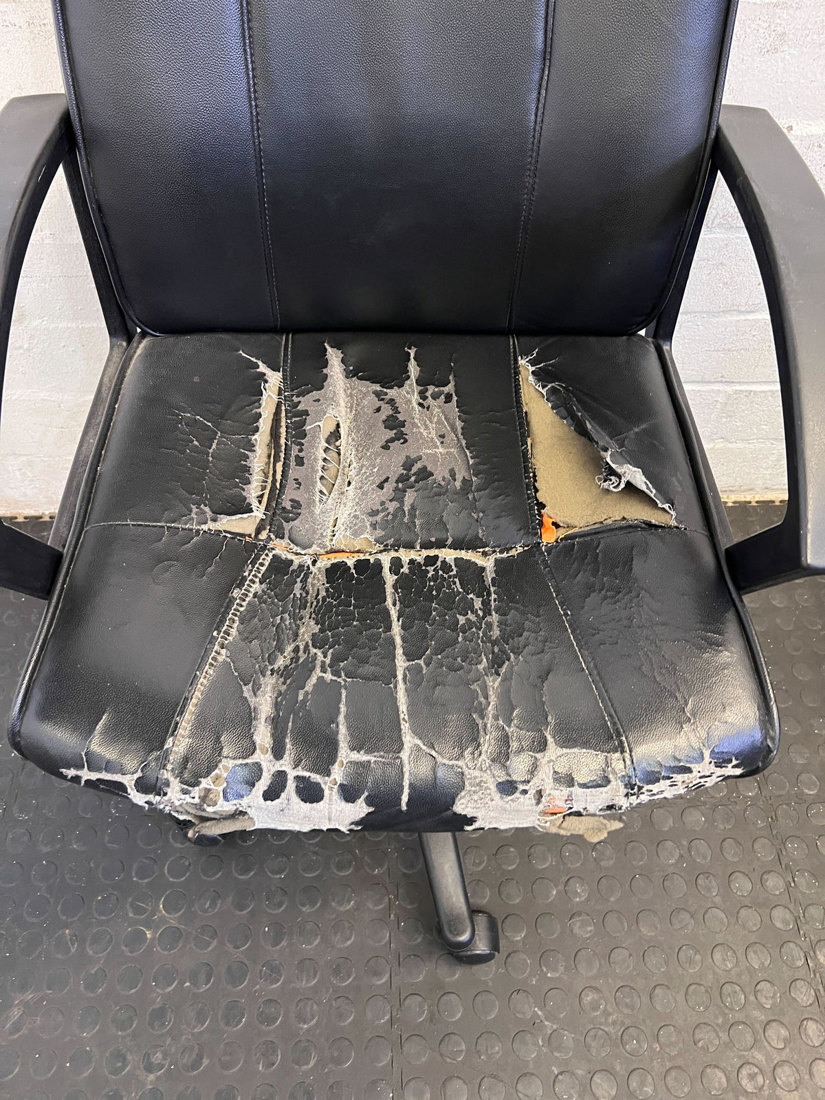 Ergonomic Black Office Chair with Worn Seat - CLEARANCE