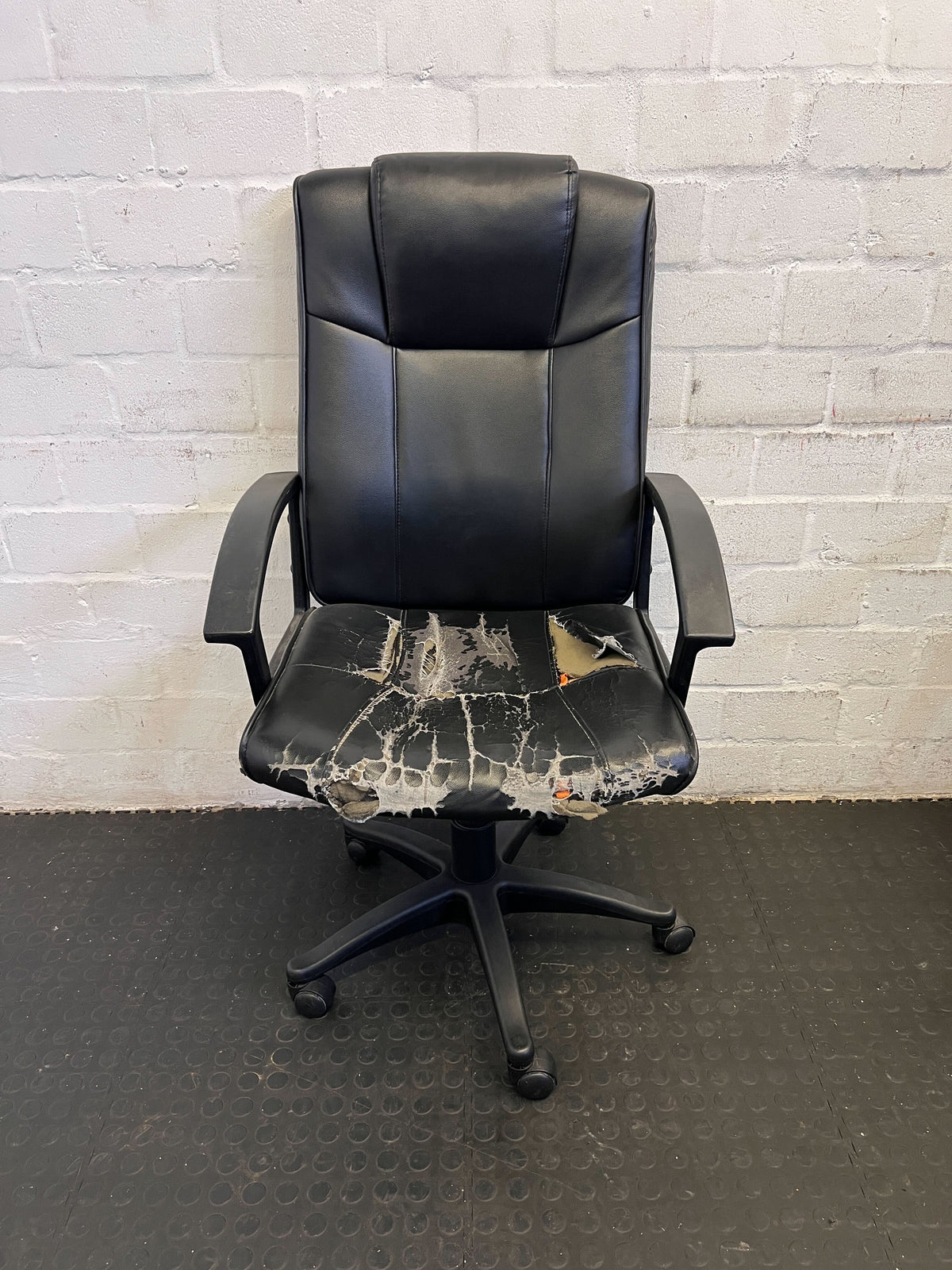 Ergonomic Black Office Chair with Worn Seat - CLEARANCE