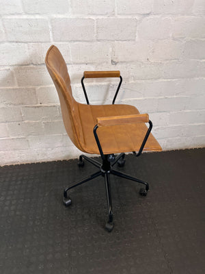 Executive Tan Ribbed Swivel Office Chair