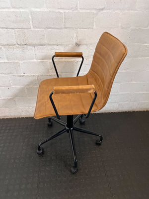 Executive Tan Ribbed Swivel Office Chair