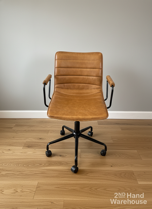 Executive Tan Ribbed Swivel Office Chair