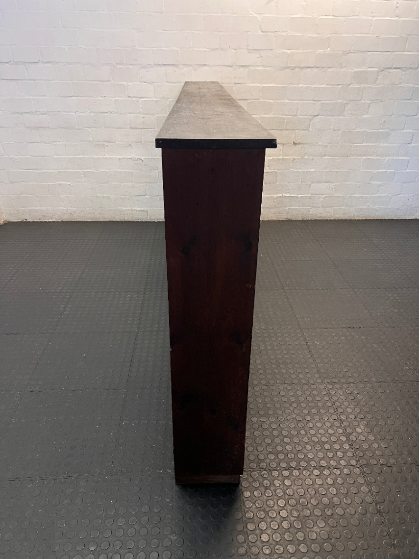 Extra Large Three-Section Wooden Bookshelf in Dark Finish — Fair Used Condition - 2ndhandwarehouse.com