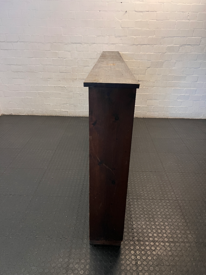 Extra Large Three-Section Wooden Bookshelf in Dark Finish — Fair Used Condition - 2ndhandwarehouse.com