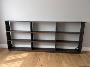 Extra Large Three-Section Wooden Bookshelf in Dark Finish — Fair Used Condition - 2ndhandwarehouse.com