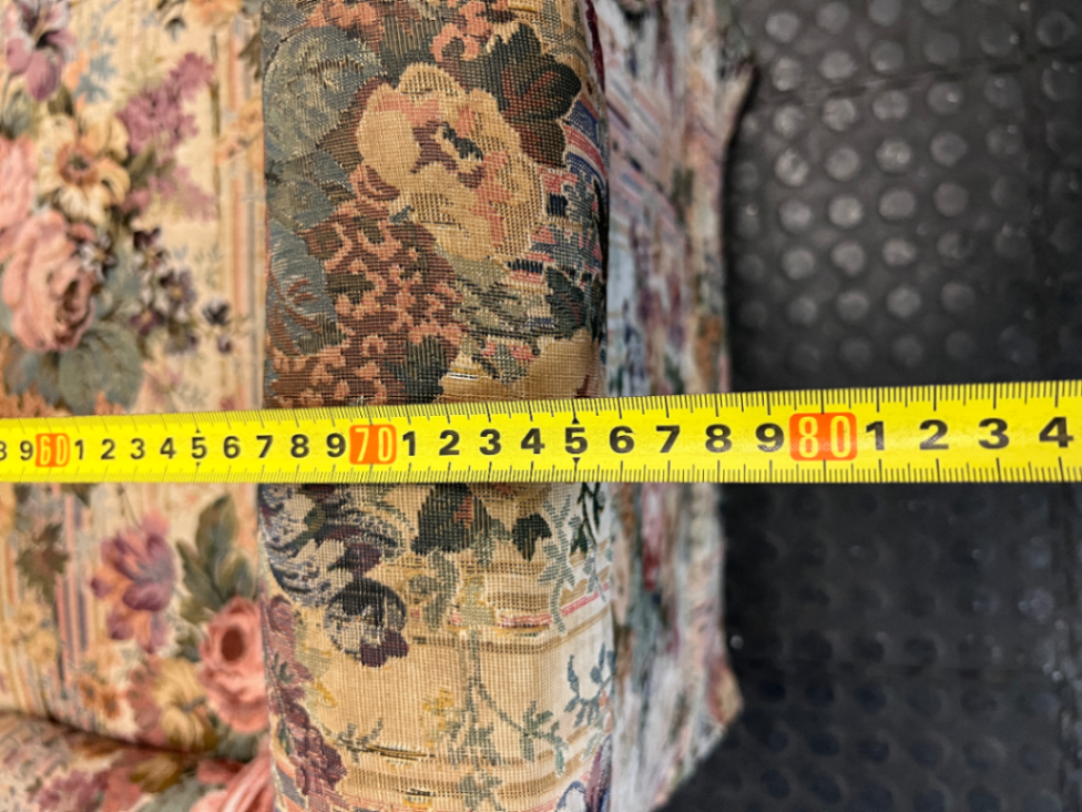 Floral High Back Single Seater Couch with Timber Accents
