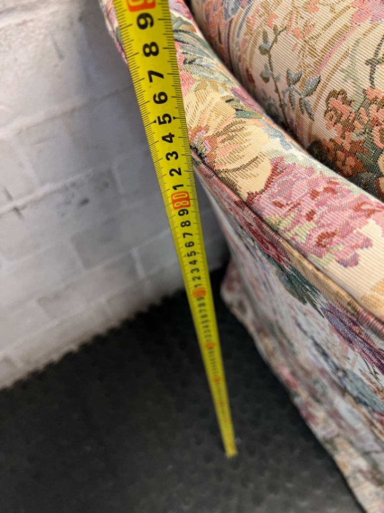 Floral High Back Single Seater Couch with Timber Accents
