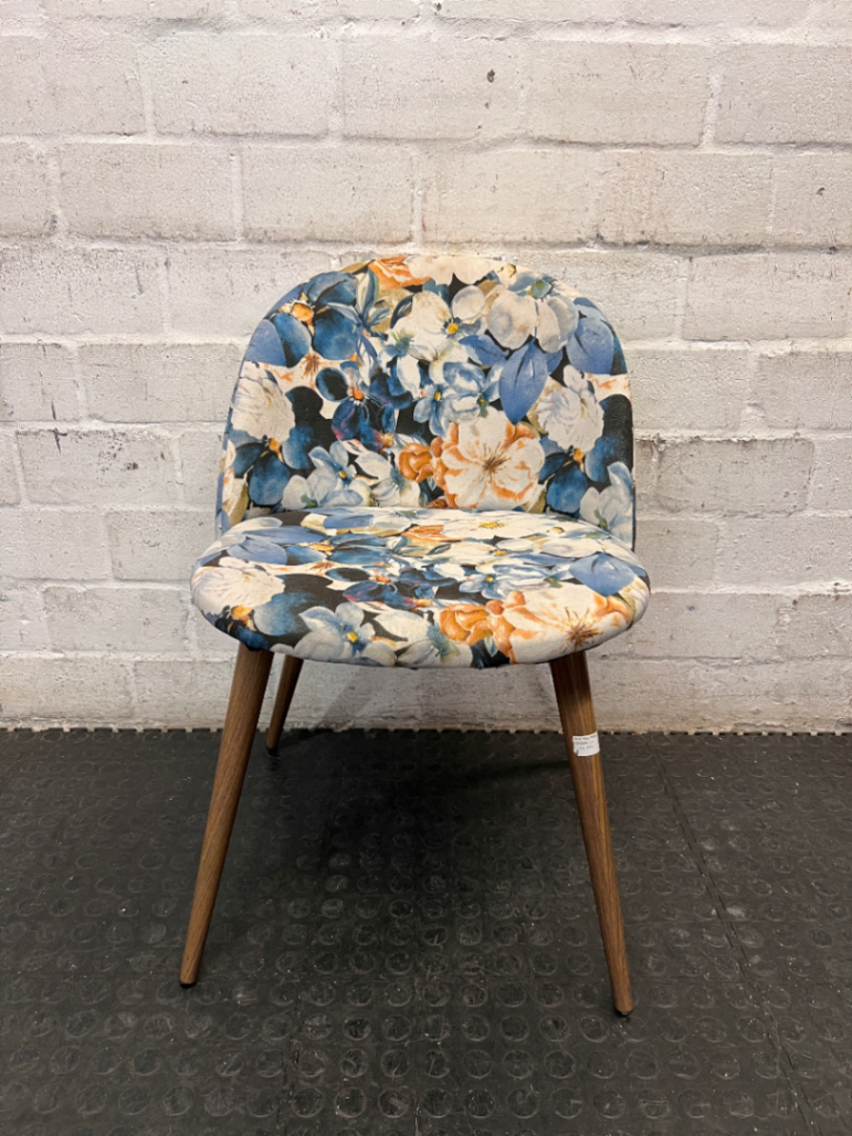 Floral Upholstered Occasional Chair with Tapered Legs