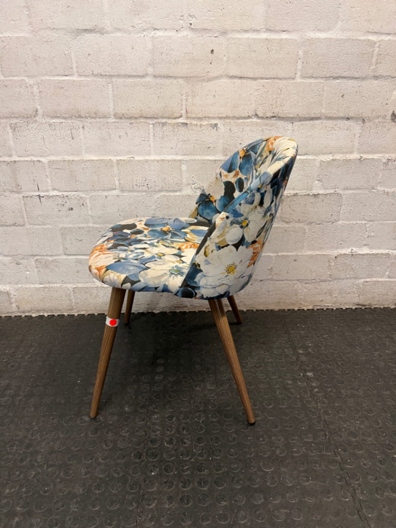 Floral Upholstered Occasional Chair with Tapered Legs