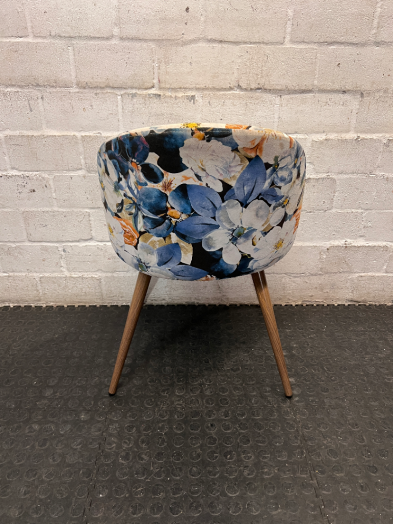 Floral Upholstered Occasional Chair with Tapered Legs