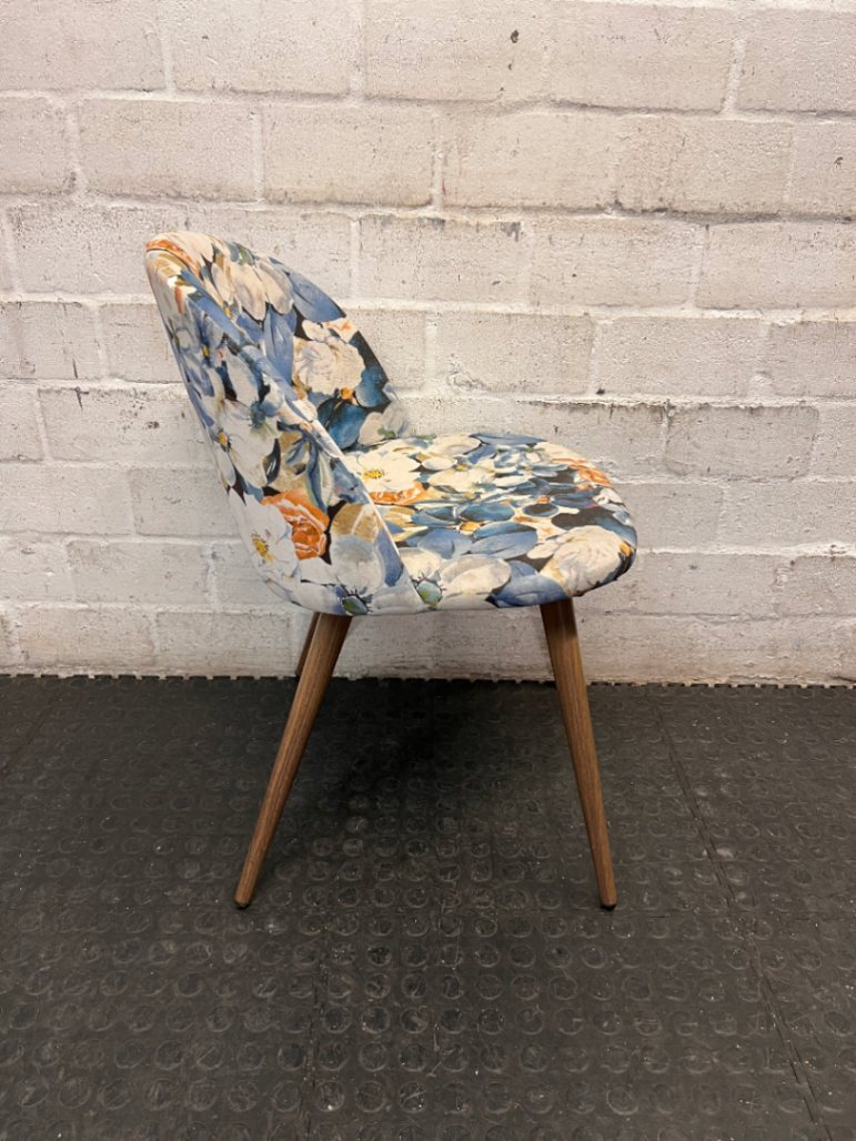 Floral Upholstered Occasional Chair with Tapered Legs