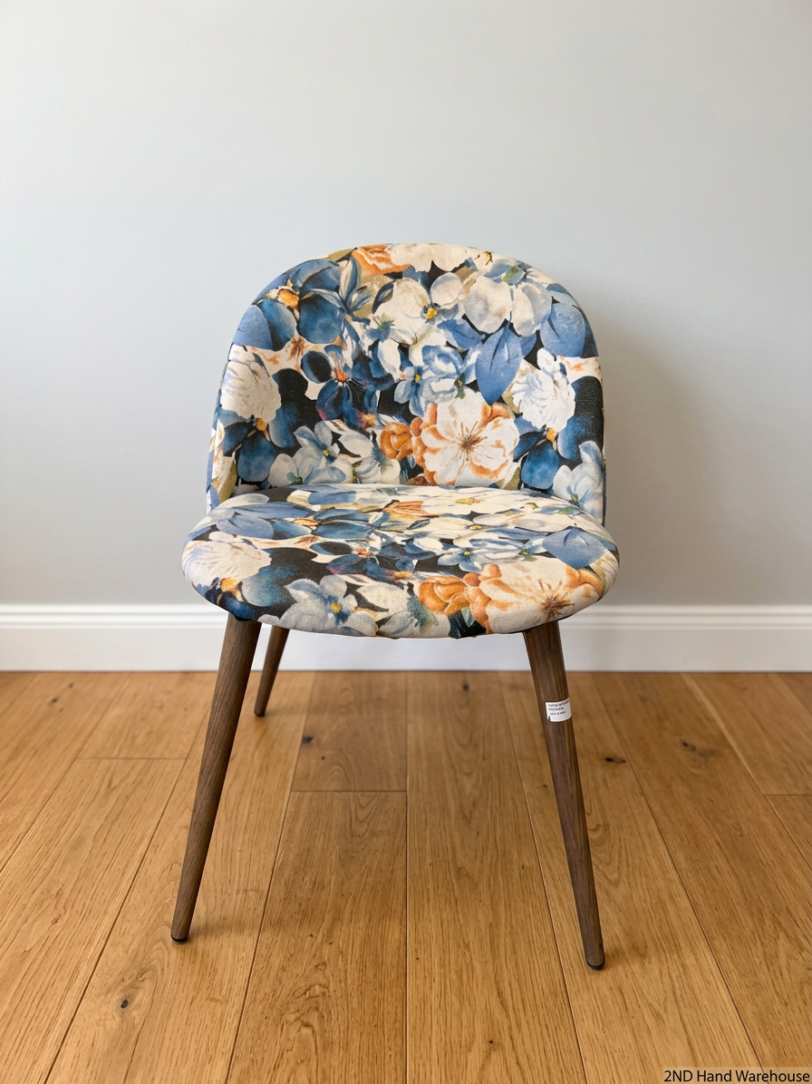 Floral Upholstered Occasional Chair with Tapered Legs