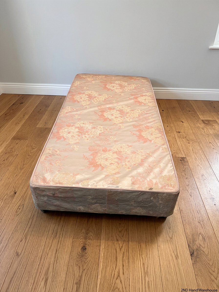 Floral Upholstered Single Base Set — Visible Water Damage Stain - REDUCED
