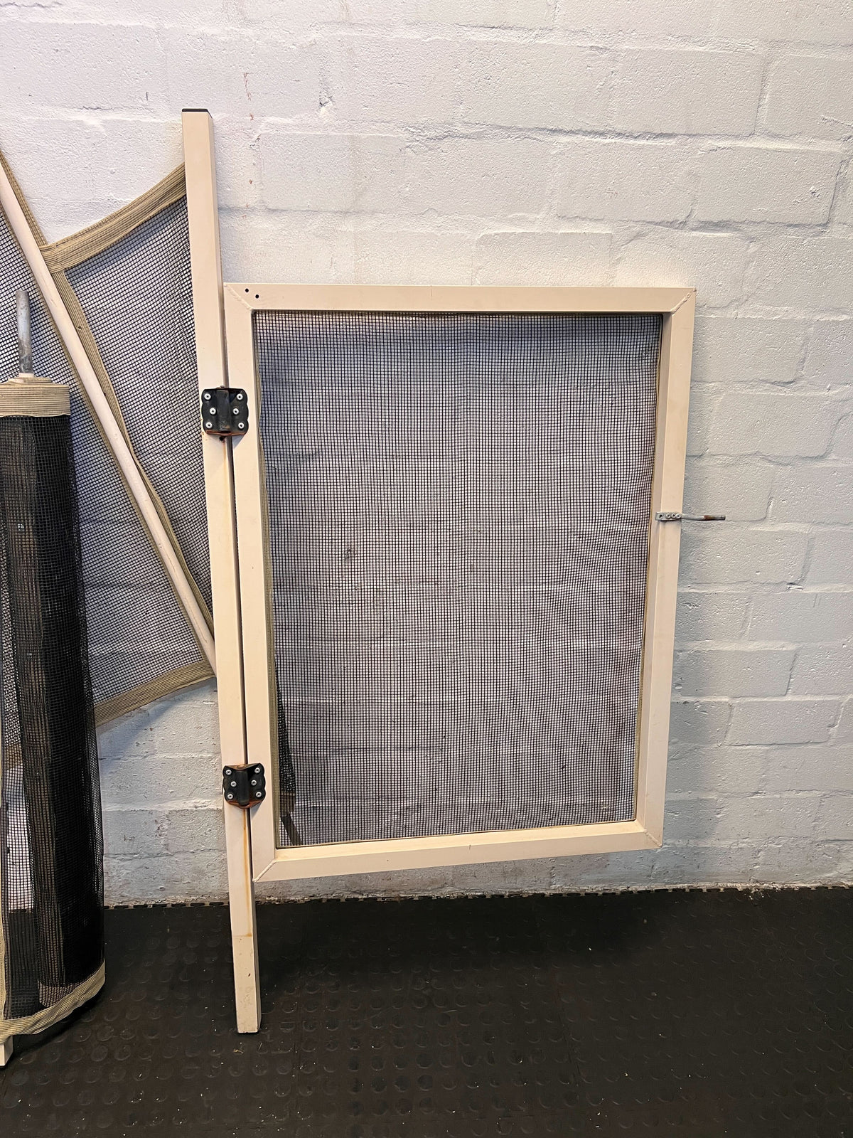 Foldable Black Mesh Screen with Wooden Frame for Patio Use - 2ndhandwarehouse.com