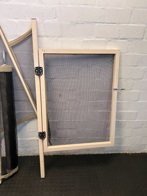 Foldable Black Mesh Screen with Wooden Frame for Patio Use - 2ndhandwarehouse.com